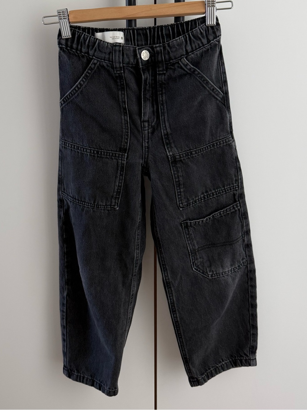 Zara Boys Black Baggy Jeans with Pockets - Size 7/8